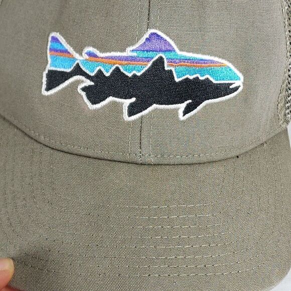 Patagonia Unisex Fitz Roy Trout OS Gray Adjustable Snapback Trucker Cap Hat - Picture 10 of 10